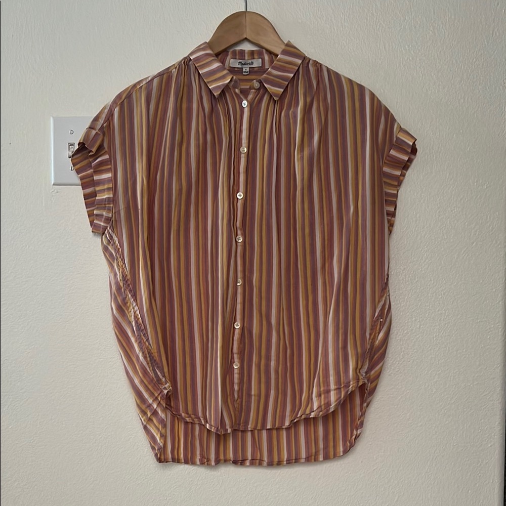 Striped Short Sleeve women Shirt - Multicolor